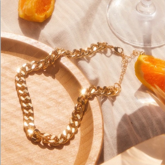 Real Gold Plated Single Curb Chain Necklace - Picture 2 of 4